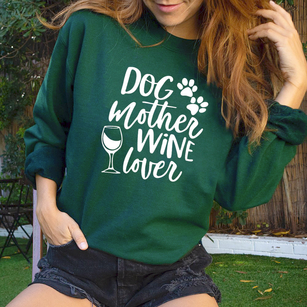 Dog Mother Wine Lover Cozy Sweatshirt