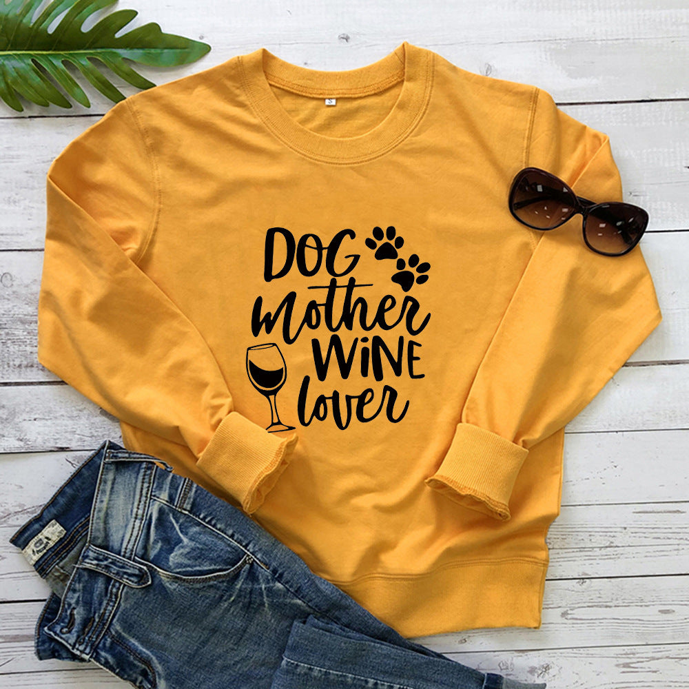 Dog Mother Wine Lover Cozy Sweatshirt