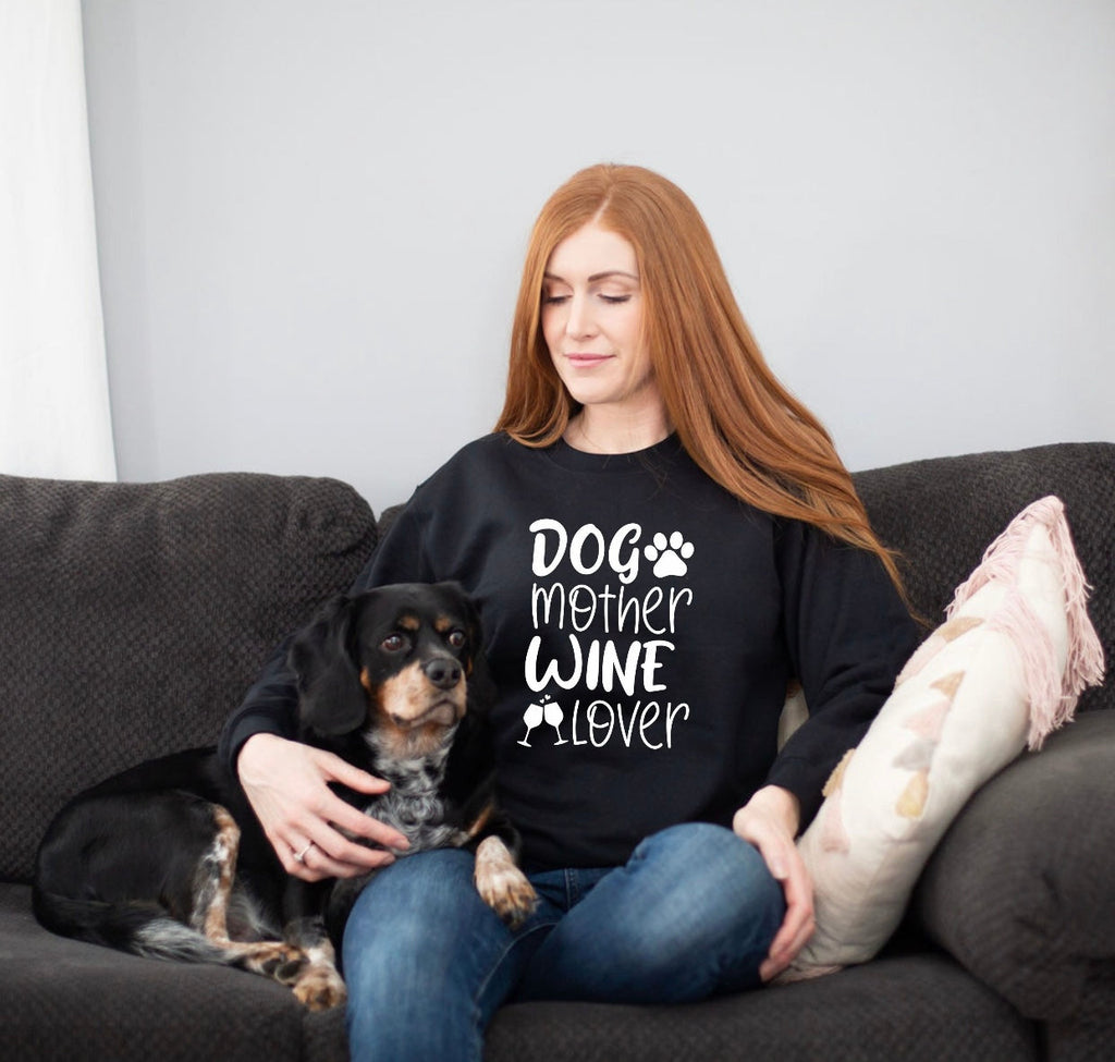 Dog Mother Wine Lover Cozy Sweatshirt