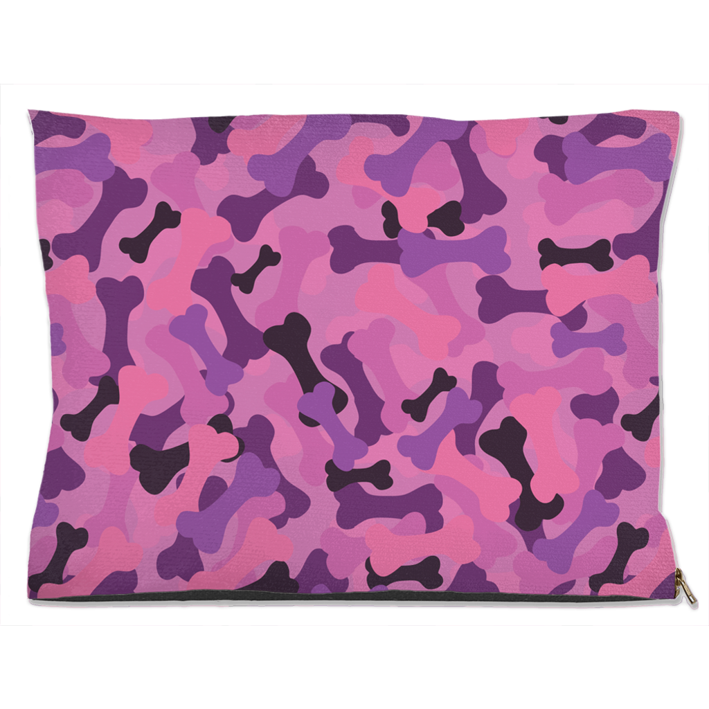 Bone Camo Pink Dog Bed