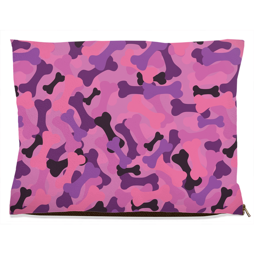 Bone Camo Pink Dog Bed