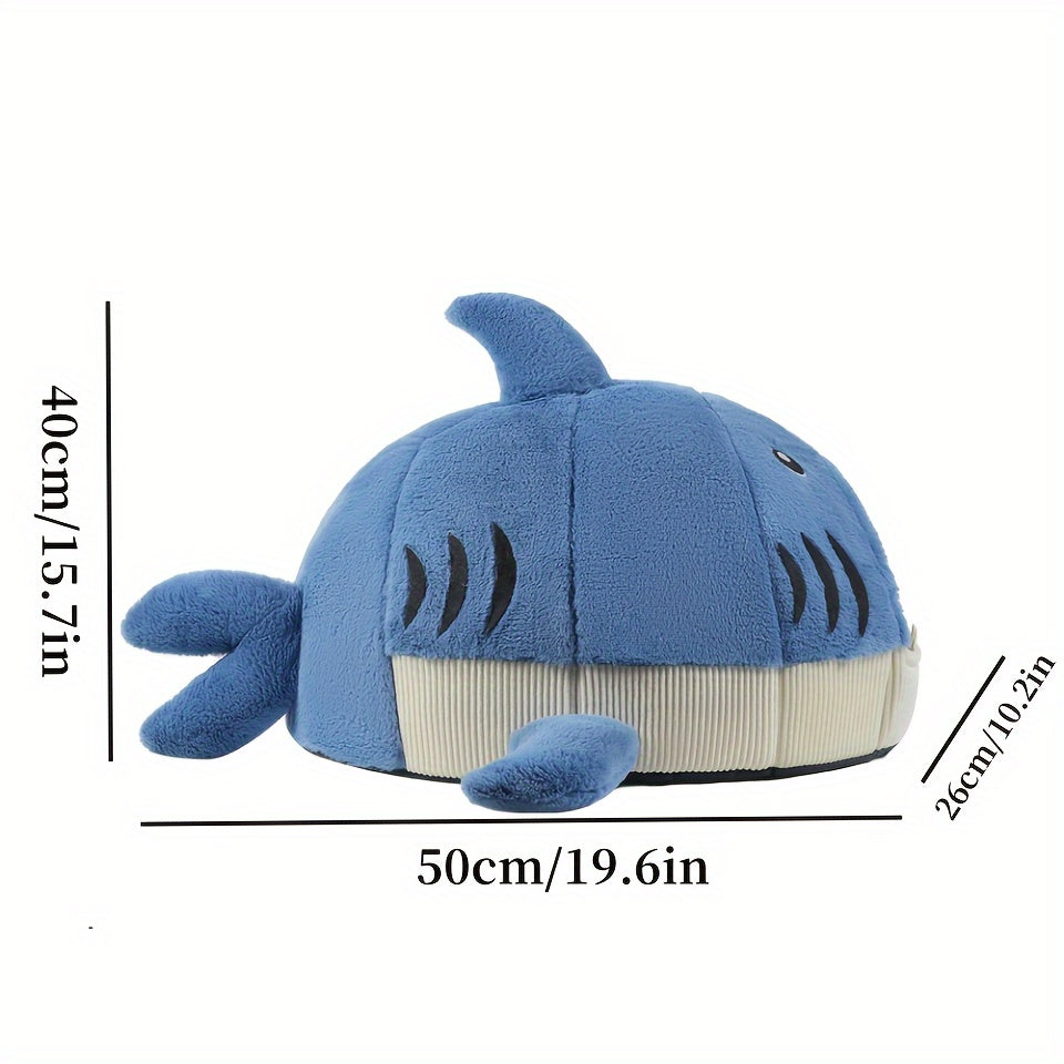 Cozy Shark-Shaped Pet Bed for Cats & Dogs