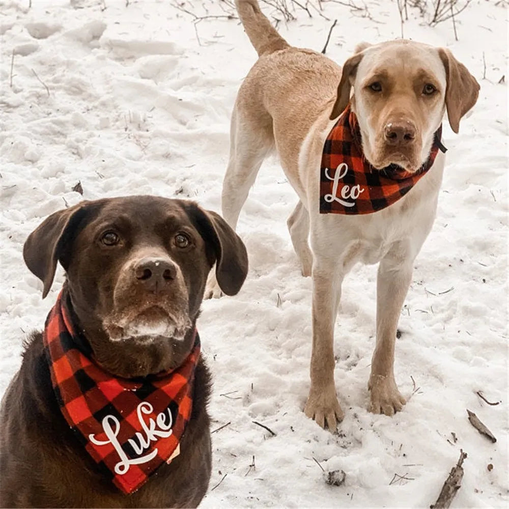 Personalized Plaid Dog Bandana