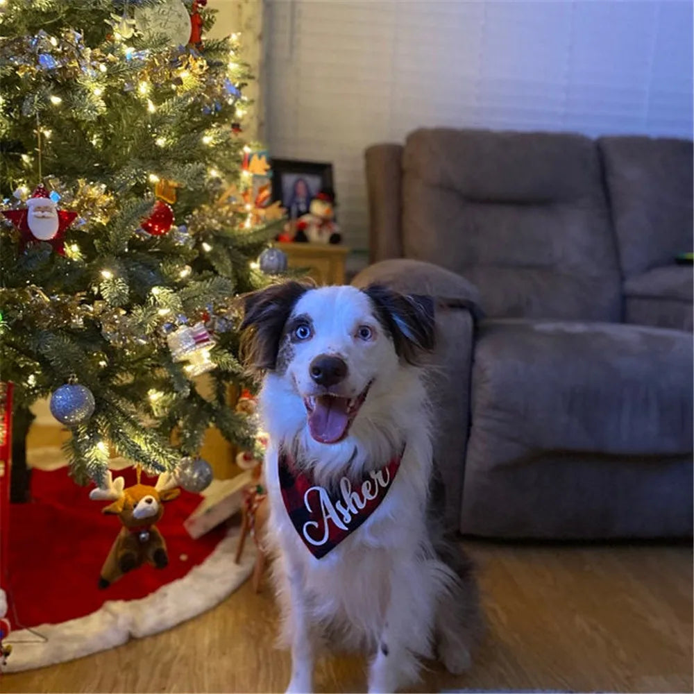 Personalized Plaid Dog Bandana
