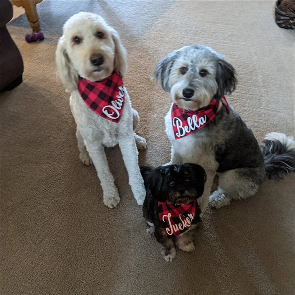 Personalized Plaid Dog Bandana