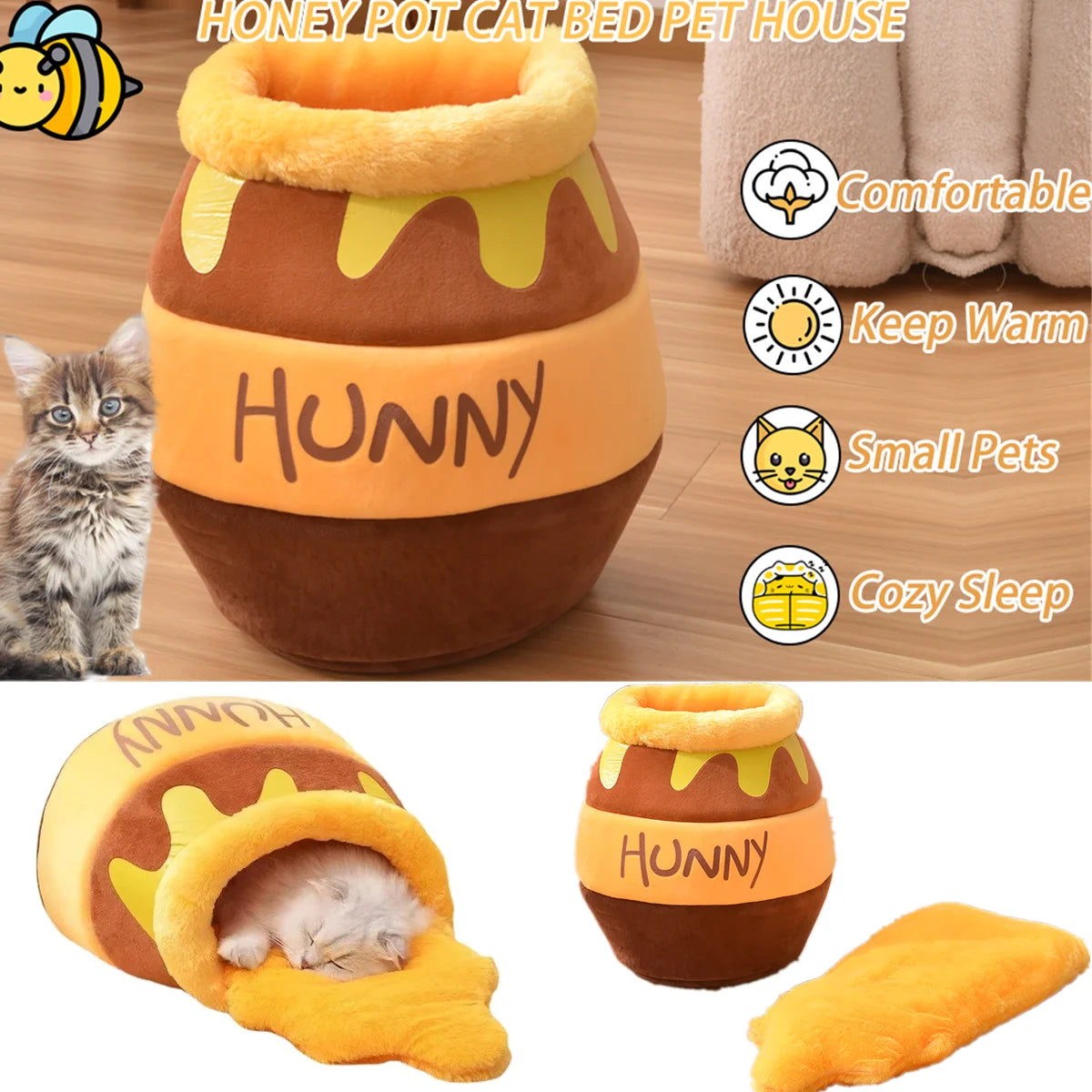 Honey Pot Cat Sleeping Bag Bed