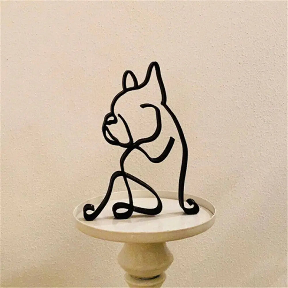 Minimalist Wrought Iron Dog Statue