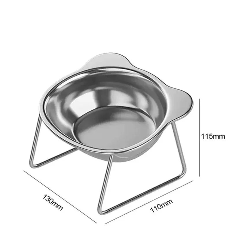 Stainless Steel Raised and Tilted Cat Food Bowl