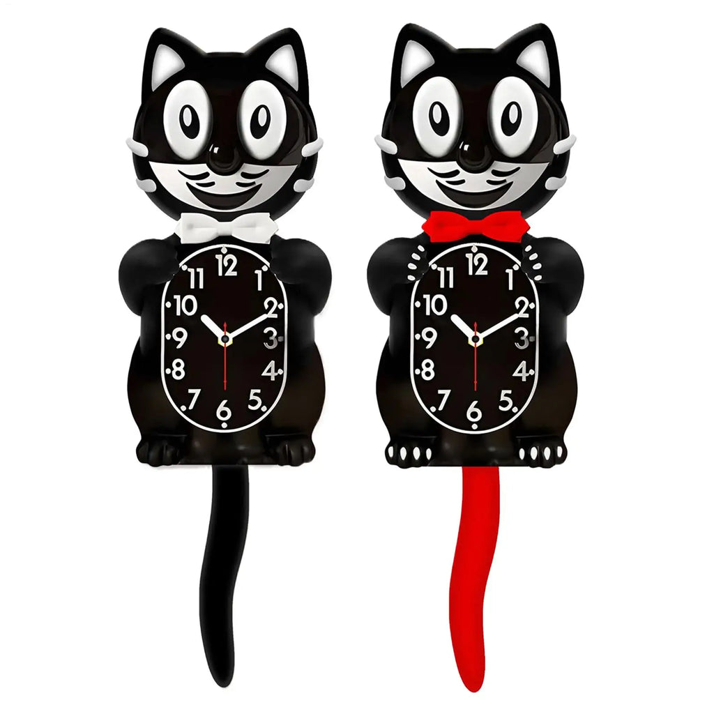 2D Retro Cat Clock With Swing Tail Pendulum