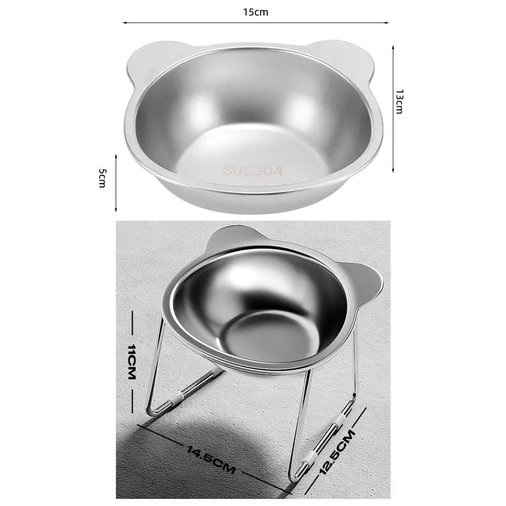 Stainless Steel Raised and Tilted Cat Food Bowl