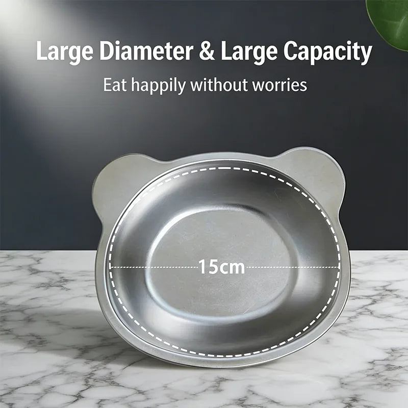 Stainless Steel Raised and Tilted Cat Food Bowl