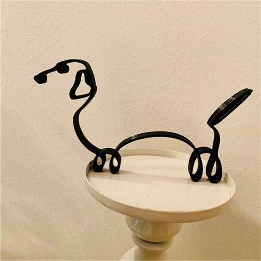 Minimalist Wrought Iron Dog Statue