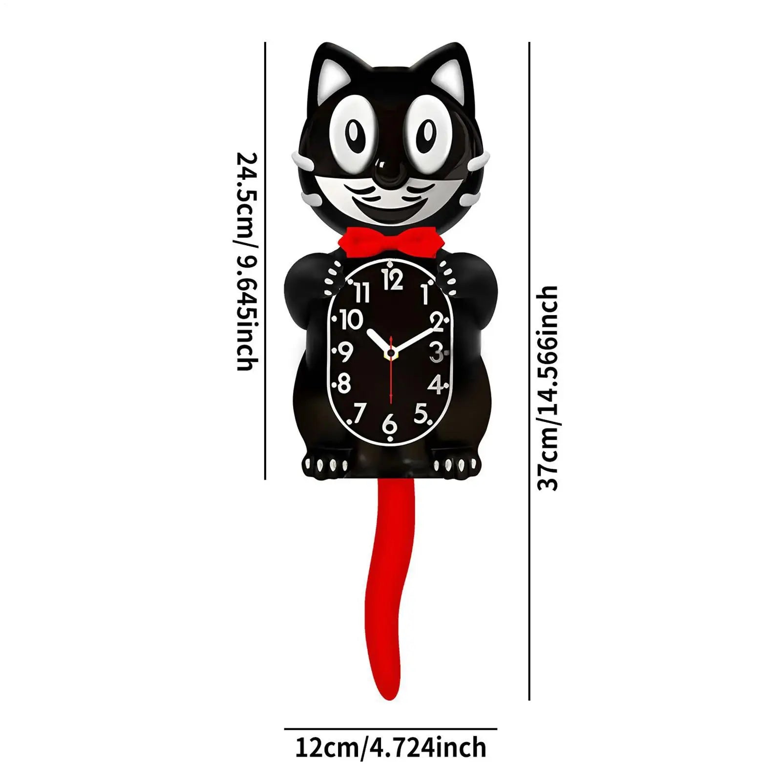 2D Retro Cat Clock With Swing Tail Pendulum