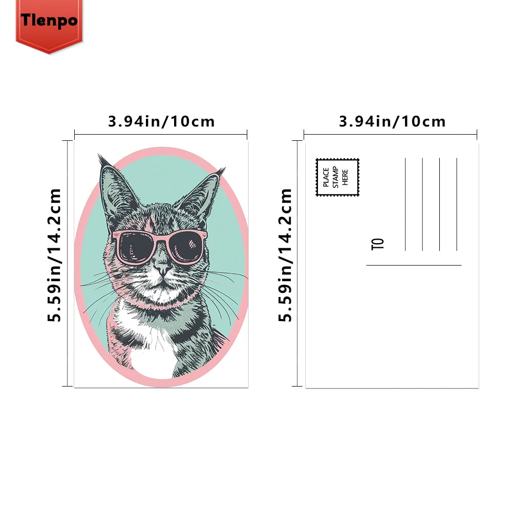 32pcs Vintage Cat Postcard Set, Retro Cat Photo Frame, Christmas Gift, Bedroom Decor, Thick Cardstock, High Definition Printing