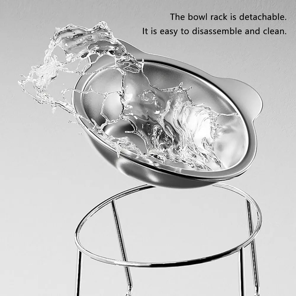 Stainless Steel Raised and Tilted Cat Food Bowl