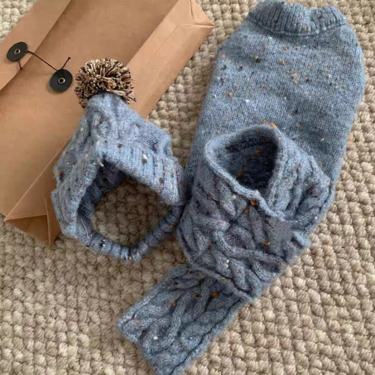 Pet Sweater Vest and Hat, Scarf Set