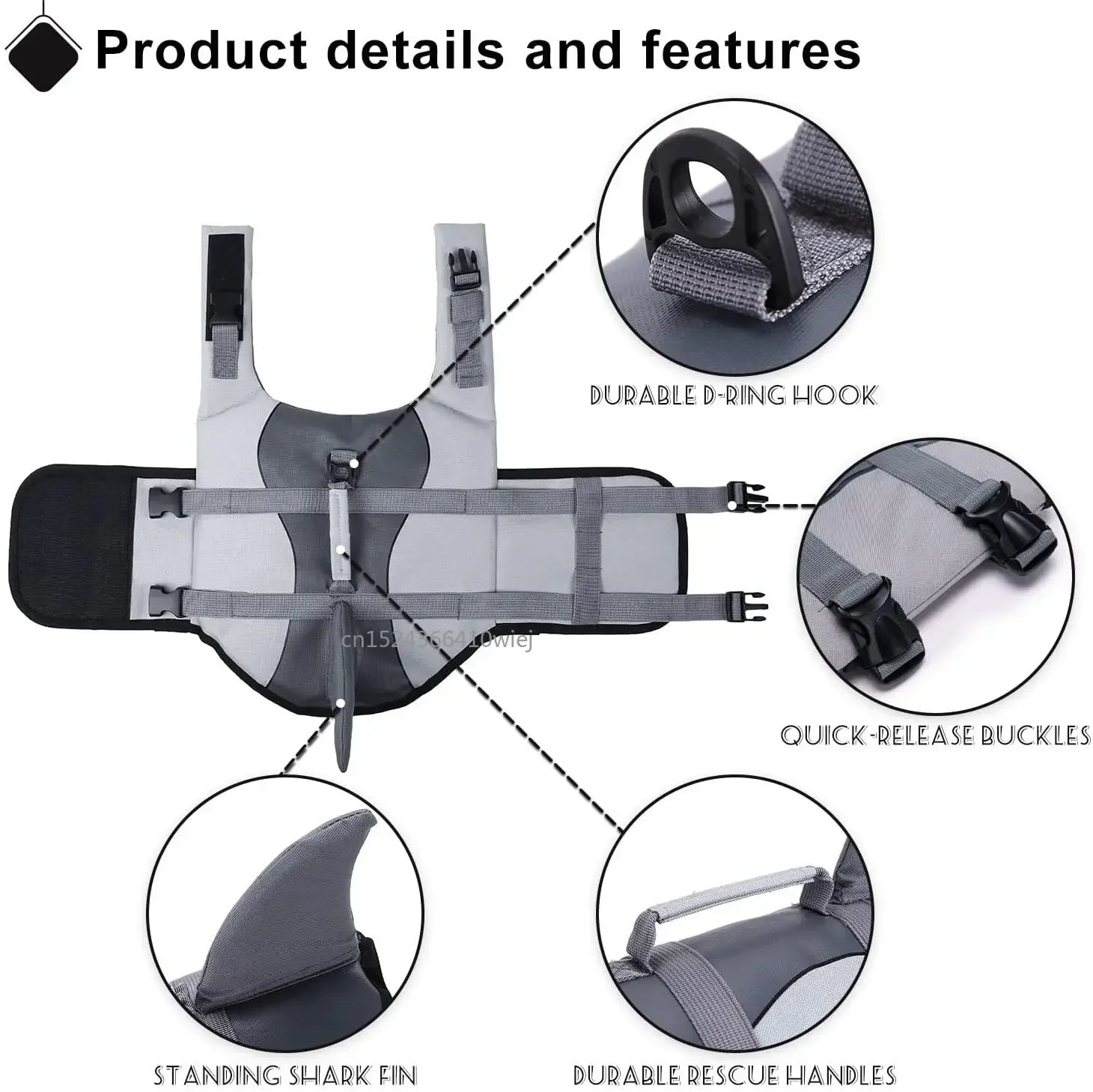 Shark Dog Life Jacket Enhanced Buoyancy Vest