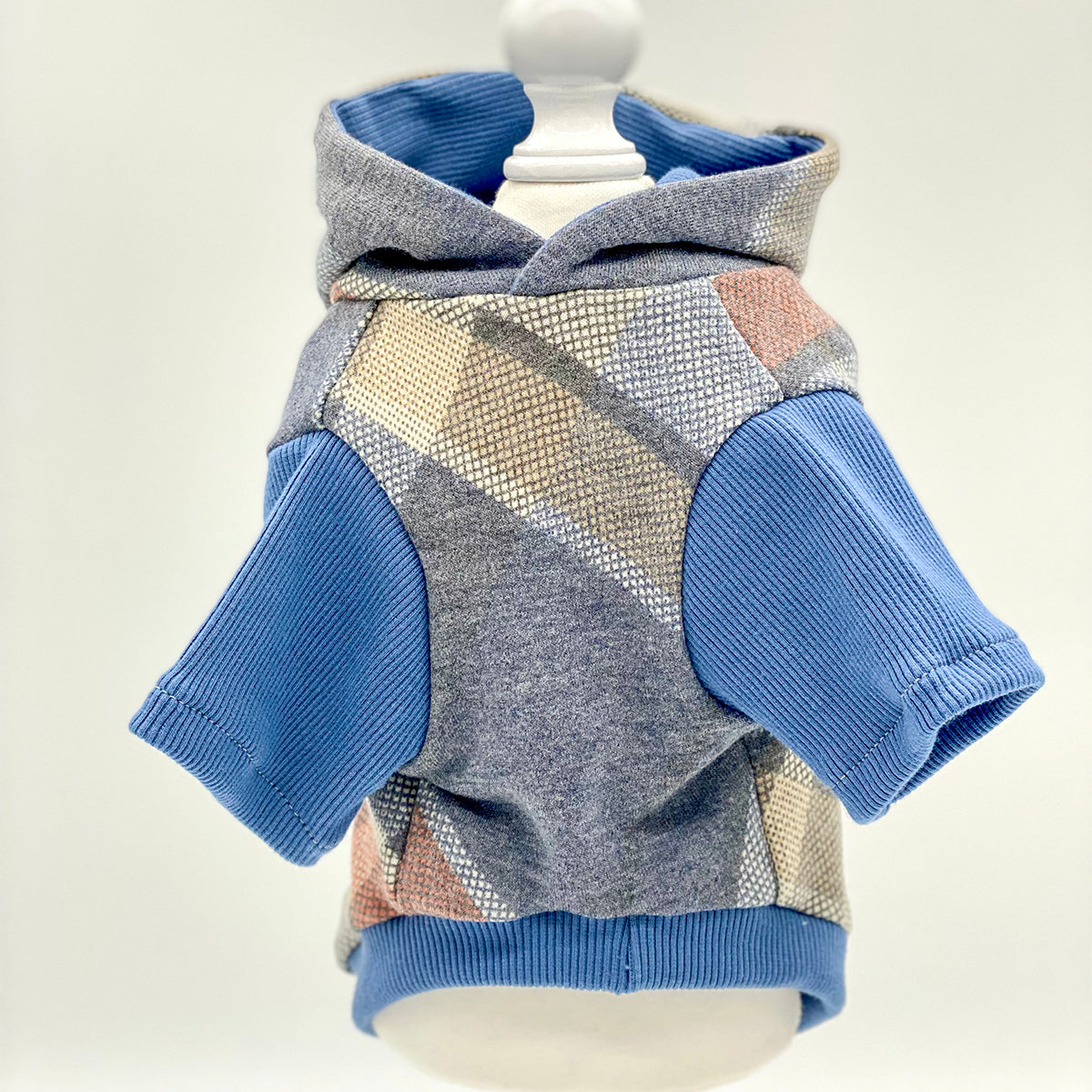 DCNY Montana Sky Blue Denim Plaid Hoodie