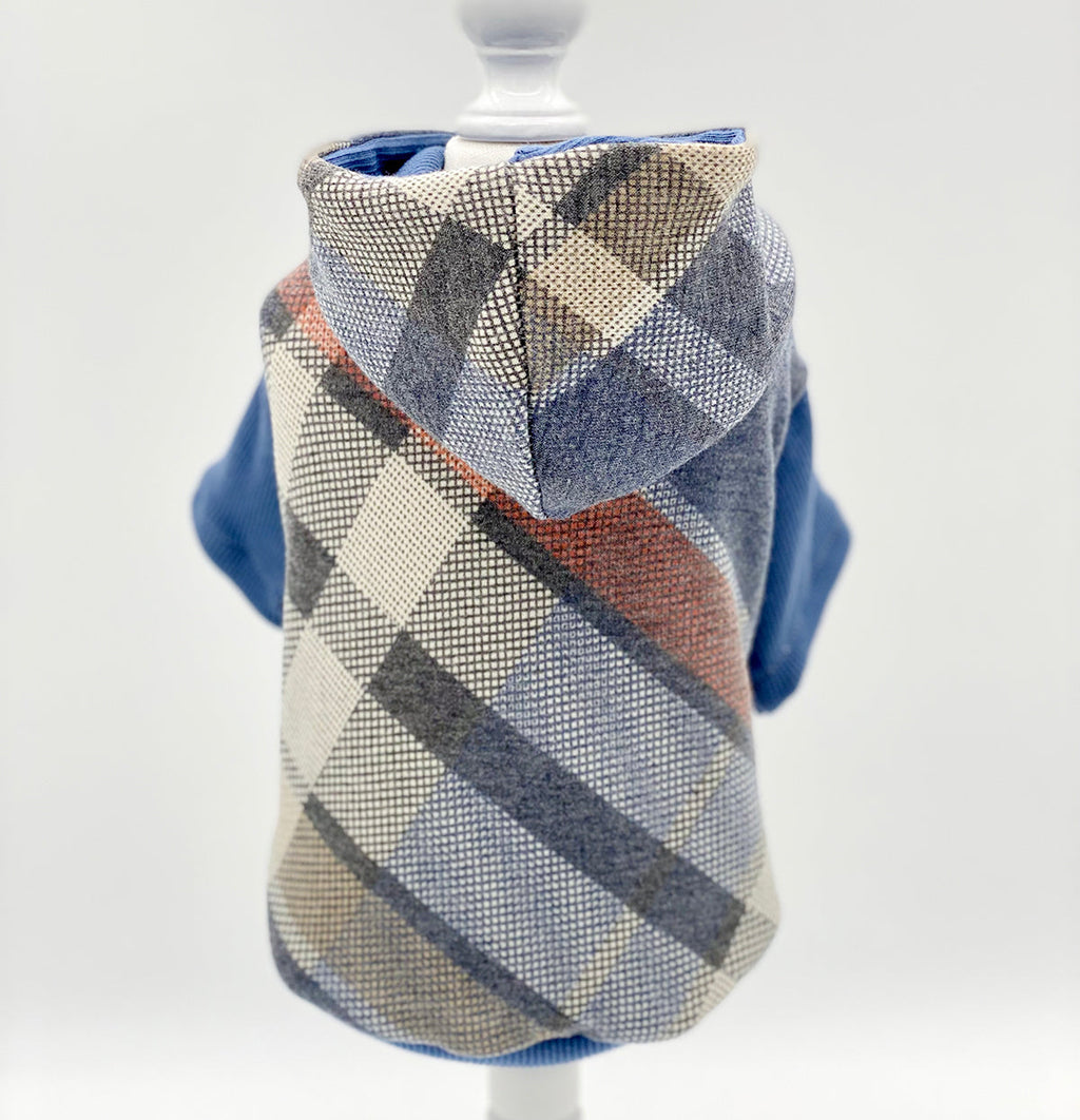 DCNY Montana Sky Blue Denim Plaid Hoodie