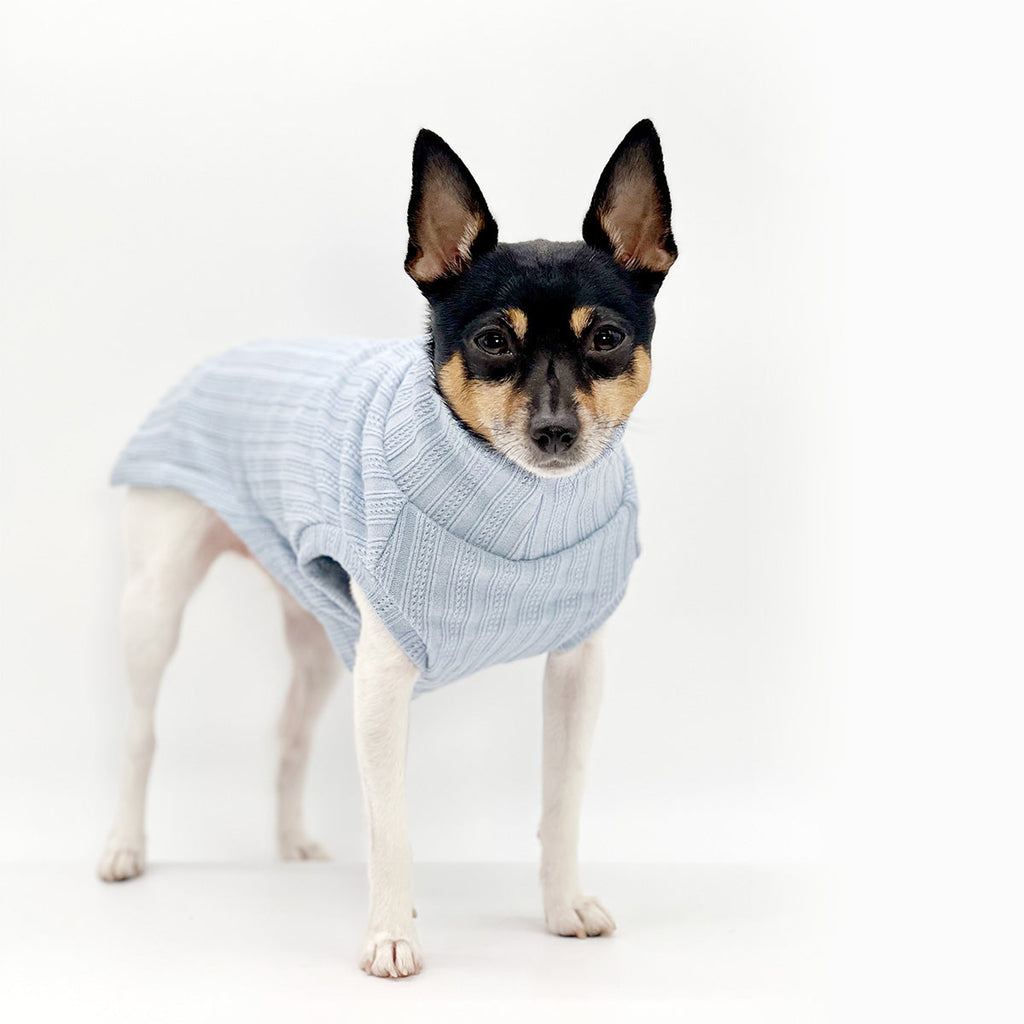 DCNY Mock Neck Sleeveless Sweater Tank - Baby Blue