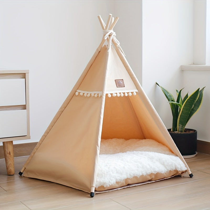 Linen Pet Teepee Bed