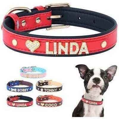 Luxury Rhinestone Pet Dog Collar with Letter Charm
