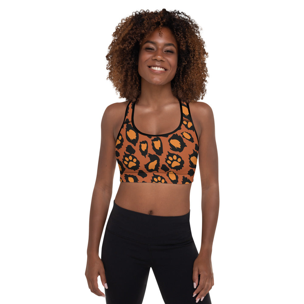 Leopawd Print Padded Sports Bra