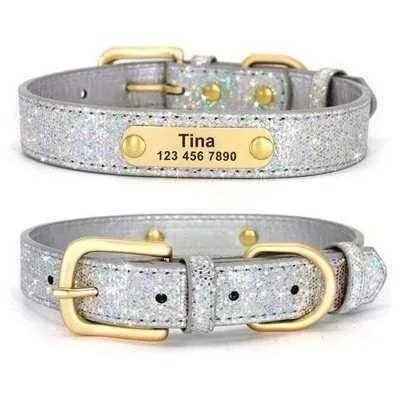 Personalised Sequin Sparkle Pet ID Dog Collar
