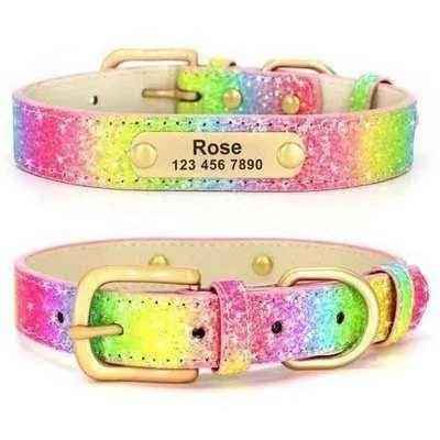 Personalised Sequin Sparkle Pet ID Dog Collar